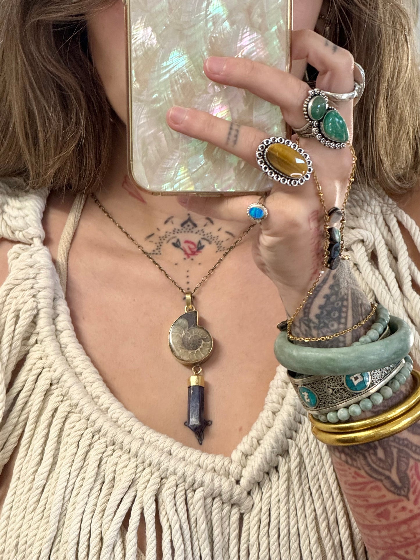 Crystal Ammonite • Fossil Pendant