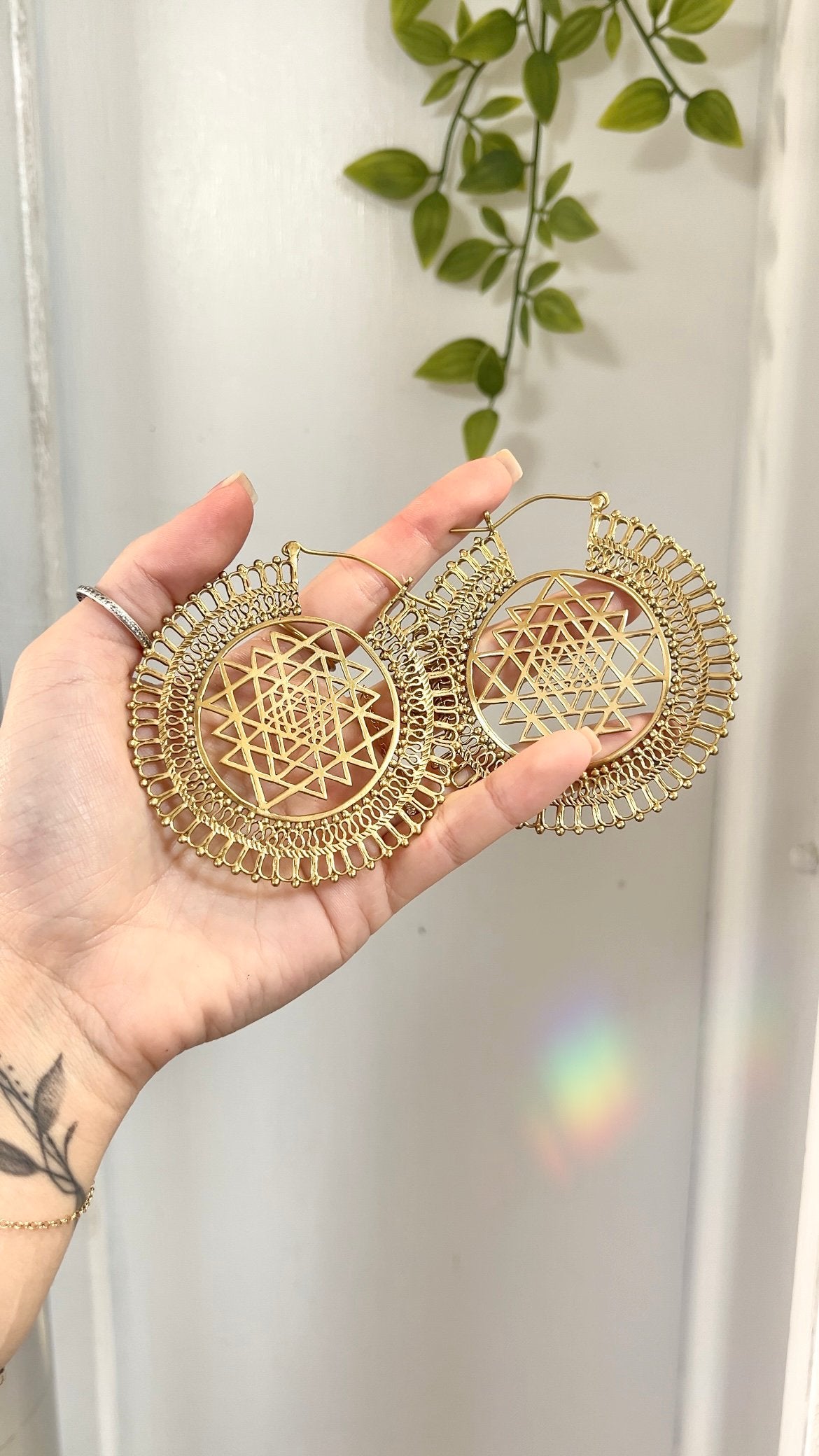 Sri Yantra • Brass Hoops