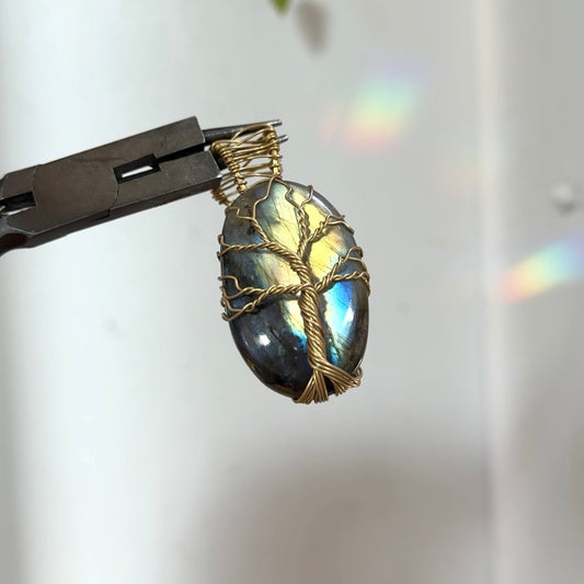 Tree of Life • Brass Labradorite Pendant